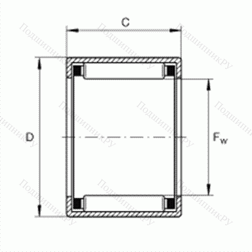 Подшипник роликовый игольчатый с одним наружным штампованным кольцом SCE 44