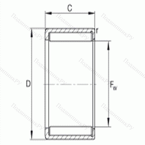 Подшипник роликовый игольчатый с одним наружным штампованным кольцом HN 4520